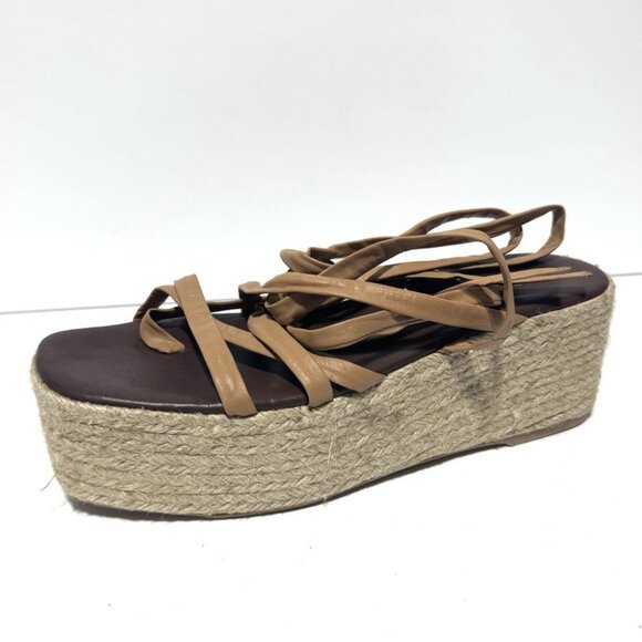 ALOHAS Shoes - ALOHAS Womens Leather Crossed Platform Espadrille Sandals Size EU41 M US10